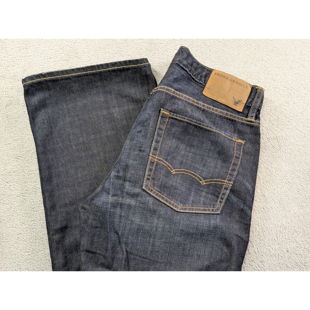 American Eagle Mens Low Rise Bootcut Jeans Dark Wash Denim 29x32 Cotton